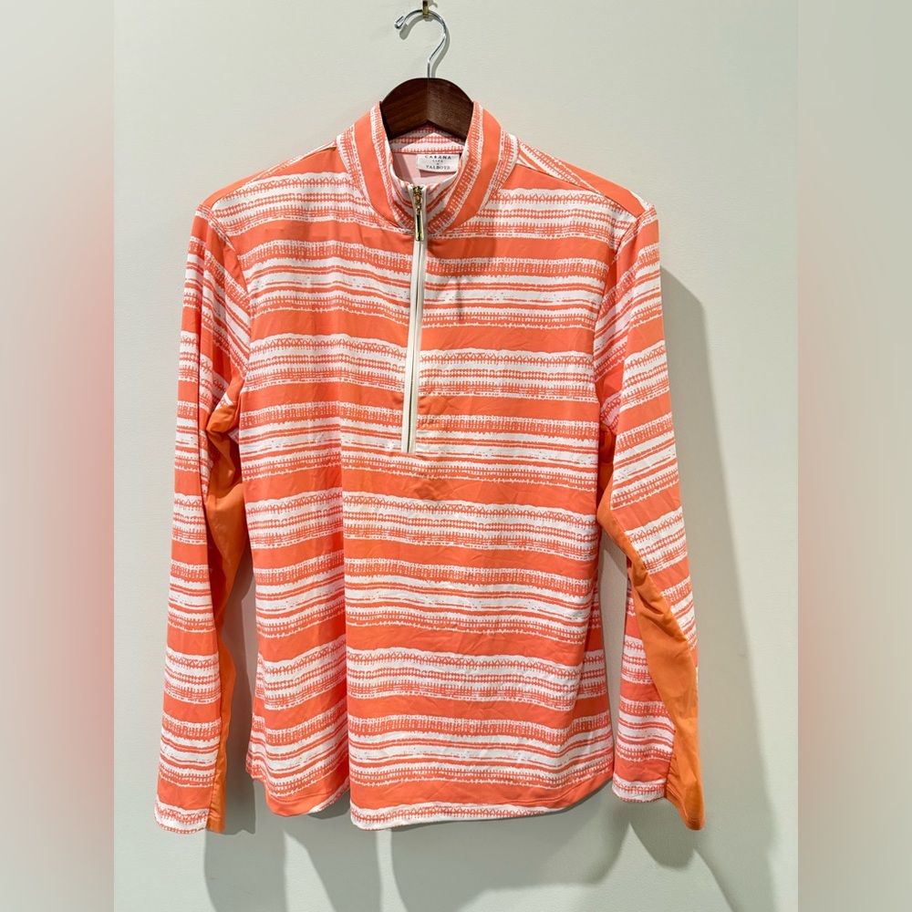 Cabana Life Coral and White Striped Swim Top Size XL